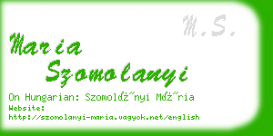 maria szomolanyi business card